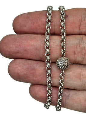 Belcher Link Chain, 47 cm, Rolo Chain, 925 Sterling Silver, Fancy Ball Chain, Silver Necklace - GemzAustralia 