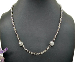 Belcher Link Chain, 47 cm, Rolo Chain, 925 Sterling Silver, Fancy Ball Chain, Silver Necklace - GemzAustralia 