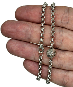 Belcher Link Chain, 47 cm, Rolo Chain, 925 Sterling Silver, Fancy Ball Chain, Silver Necklace - GemzAustralia 