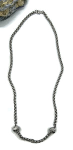 Belcher Link Chain, 47 cm, Rolo Chain, 925 Sterling Silver, Fancy Ball Chain, Silver Necklace - GemzAustralia 