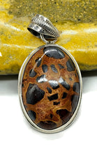 Load image into Gallery viewer, Bauxite Pendant, Sterling Silver, Oval Shaped, Cheetah Pattern, Release of Anger