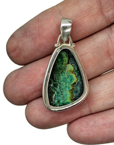 Stone of Heaven, Malachite Azurite Pendant, Sterling Silver, Green Blue Gemstone