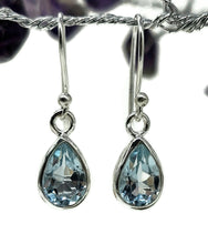 Load image into Gallery viewer, Pear Blue Topaz Earrings, Sterling Silver, 7 carats, December Birthstone, Gemstone of love