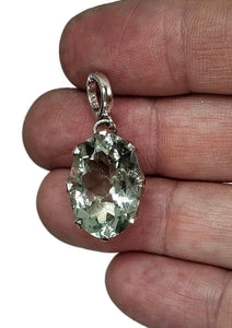 Prasiolite Pendant, Oval shaped, Sterling Silver, Green Amethyst Gemstone, Spiritual Stone