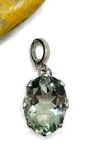 Prasiolite Pendant, Oval shaped, Sterling Silver, Green Amethyst Gemstone, Spiritual Stone