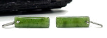 Load image into Gallery viewer, Solid Jade Earrings, Sterling Silver, Hand carved rectangles, British Columbia Nephrite Jade - GemzAustralia 