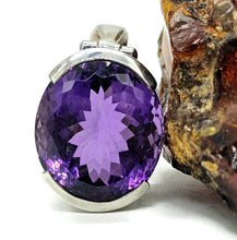 Load image into Gallery viewer, Amethyst Pendant, February Birthstone, 26 carats, Oval Faceted, Sterling Silver