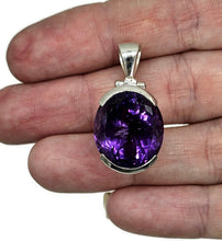 Load image into Gallery viewer, Amethyst Pendant, February Birthstone, 26 carats, Oval Faceted, Sterling Silver