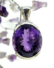 Load image into Gallery viewer, Amethyst Pendant, February Birthstone, 26 carats, Oval Faceted, Sterling Silver