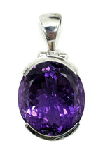 Load image into Gallery viewer, Amethyst Pendant, February Birthstone, 26 carats, Oval Faceted, Sterling Silver