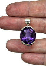 Load image into Gallery viewer, Amethyst Pendant, February Birthstone, 26 carats, Oval Faceted, Sterling Silver