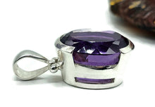 Load image into Gallery viewer, Amethyst Pendant, February Birthstone, 26 carats, Oval Faceted, Sterling Silver