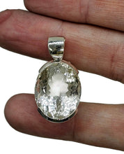 Load image into Gallery viewer, 26 carat Clear Quartz Crystal Pendant, Sterling Silver, Oval Faceted, Concentration Stone