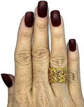 Load image into Gallery viewer, Two tone Ruby Ring, Size O1/2, 24K gold plated Sterling Silver, July Birthstone, Filigree