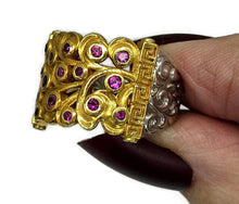 Load image into Gallery viewer, Two tone Ruby Ring, Size O1/2, 24K gold plated Sterling Silver, July Birthstone, Filigree