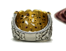 Load image into Gallery viewer, Two tone Ruby Ring, Size O1/2, 24K gold plated Sterling Silver, July Birthstone, Filigree