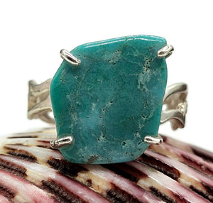 Kingman Turquoise Ring, Size R, December Birthstone, Sterling Silver, Blue Gemstone