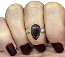 Load image into Gallery viewer, Super 7 ring, Cacoxenite Ring, Melody Stone Ring, Size P, Sterling Silver, Pear Shaped