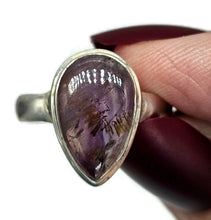 Load image into Gallery viewer, Super 7 ring, Cacoxenite Ring, Melody Stone Ring, Size P, Sterling Silver, Pear Shaped