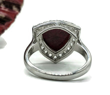 Load image into Gallery viewer, Halo Ruby &amp; White Topaz Ring, Size S, Sterling Silver, Triangle Shape, July Birthstone