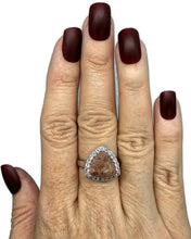 Load image into Gallery viewer, Halo Ruby &amp; White Topaz Ring, Size S, Sterling Silver, Triangle Shape, July Birthstone