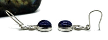 Load image into Gallery viewer, Lapis Earrings, Sterling Silver, Round Shaped, Leaf Design, Protection Stone, Truth Stone