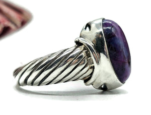 Purple Mojave Turquoise Ring, Size O, Sterling Silver, Oval Shaped, Goddess Gem