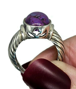 Purple Mojave Turquoise Ring, Size O, Sterling Silver, Oval Shaped, Goddess Gem