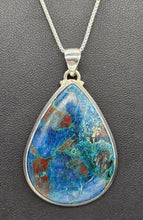 Load image into Gallery viewer, Statement Shattuckite Pendant, Sterling Silver, mix of Azurite, Chrysocolla &amp; Malachite