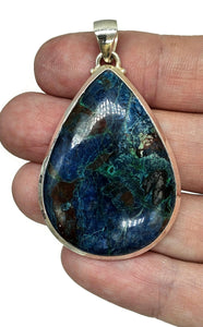 Statement Shattuckite Pendant, Sterling Silver, mix of Azurite, Chrysocolla & Malachite