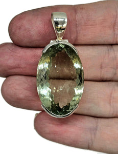 Green AMETHYST / Prasiolite Pendant, 44 carats, Oval Shaped, Sterling Silver