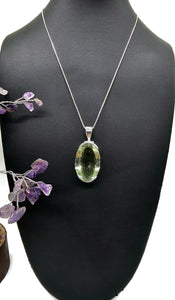 Green AMETHYST / Prasiolite Pendant, 44 carats, Oval Shaped, Sterling Silver