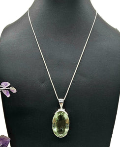 Green AMETHYST / Prasiolite Pendant, 44 carats, Oval Shaped, Sterling Silver