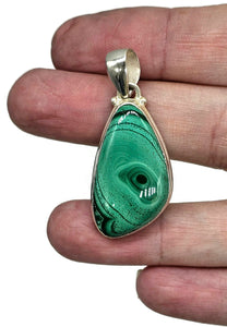 Malachite Pendant, Sterling Silver, Ravishing Rich Green Gemstone, Visionary Stone