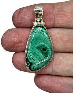 Malachite Pendant, Sterling Silver, Ravishing Rich Green Gemstone, Visionary Stone