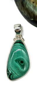 Malachite Pendant, Sterling Silver, Ravishing Rich Green Gemstone, Visionary Stone