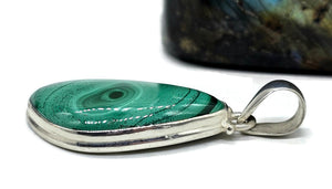 Malachite Pendant, Sterling Silver, Ravishing Rich Green Gemstone, Visionary Stone