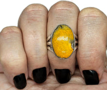 Load image into Gallery viewer, Bumblebee Jasper ring, Size Q, Sterling Silver, Oval Shaped, Eclipse Jasper, Bright Yellow