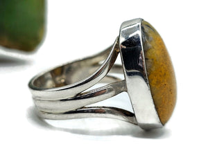 Bumblebee Jasper ring, Size Q, Sterling Silver, Oval Shaped, Eclipse Jasper, Bright Yellow