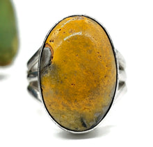 Load image into Gallery viewer, Bumblebee Jasper ring, Size Q, Sterling Silver, Oval Shaped, Eclipse Jasper, Bright Yellow