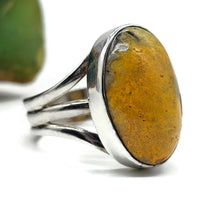 Load image into Gallery viewer, Bumblebee Jasper ring, Size Q, Sterling Silver, Oval Shaped, Eclipse Jasper, Bright Yellow