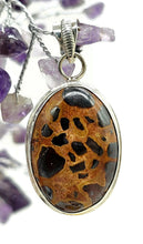 Load image into Gallery viewer, Bauxite Pendant, Sterling Silver, Oval Shaped, Cheetah Pattern, Release of Anger