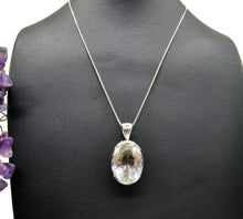 Load image into Gallery viewer, 26 carat Clear Quartz Crystal Pendant, Sterling Silver, Oval Faceted, Concentration Stone