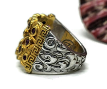 Load image into Gallery viewer, Two tone Ruby Ring, Size O1/2, 24K gold plated Sterling Silver, July Birthstone, Filigree