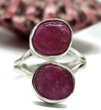 Load image into Gallery viewer, Raw Ruby Ring, Size R, July Birthstone, Sterling Silver, Round Shaped, Rough Gemstones