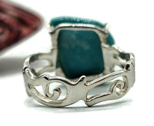 Load image into Gallery viewer, Kingman Turquoise Ring, Size R, December Birthstone, Sterling Silver, Blue Gemstone