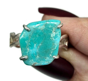 Kingman Turquoise Ring, Size R, December Birthstone, Sterling Silver, Blue Gemstone