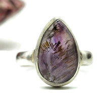 Load image into Gallery viewer, Super 7 ring, Cacoxenite Ring, Melody Stone Ring, Size P, Sterling Silver, Pear Shaped