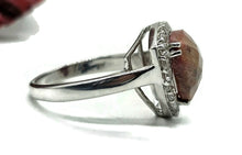 Load image into Gallery viewer, Halo Ruby &amp; White Topaz Ring, Size S, Sterling Silver, Triangle Shape, July Birthstone