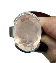 Load image into Gallery viewer, 19 carat Rose Quartz Ring, Size O, Sterling Silver, Oval Faceted, Love Stone